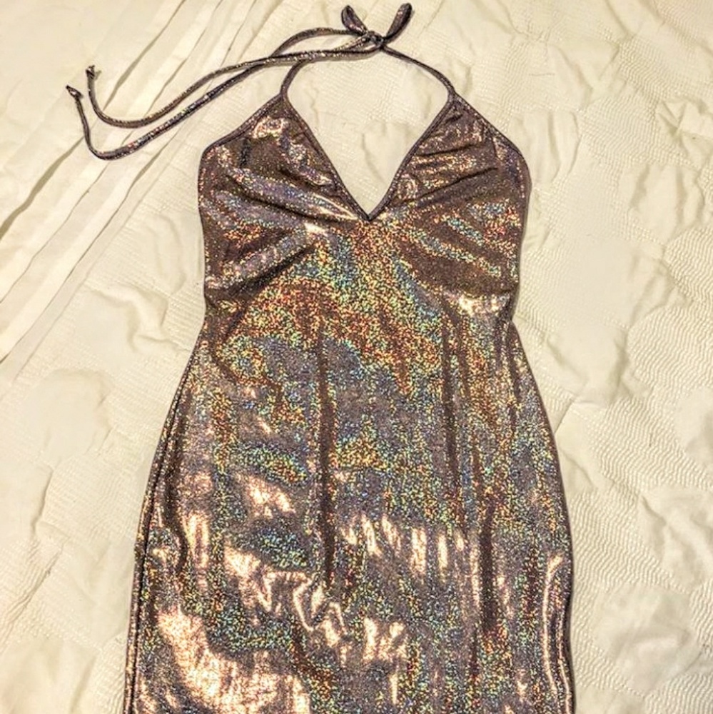 Sparkly skin tight halter dress